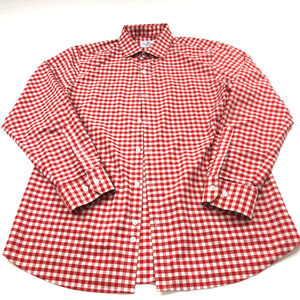 Mizzen+Main Trim Fit XL Long Sleeve Check Polyester Spandex Shirt Red